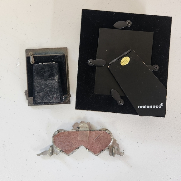 Vintage Eclectic Mini Photo Picture Frame Lot Of 3 Metal Angels Cat 1990s Ornate - Picture 10 of 10